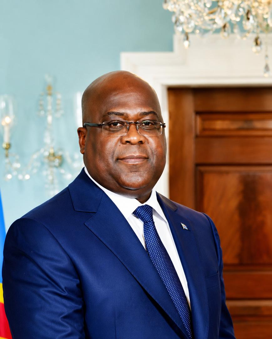 Presidential tribute portrait with the flag of the Democratic Republic of the Congo