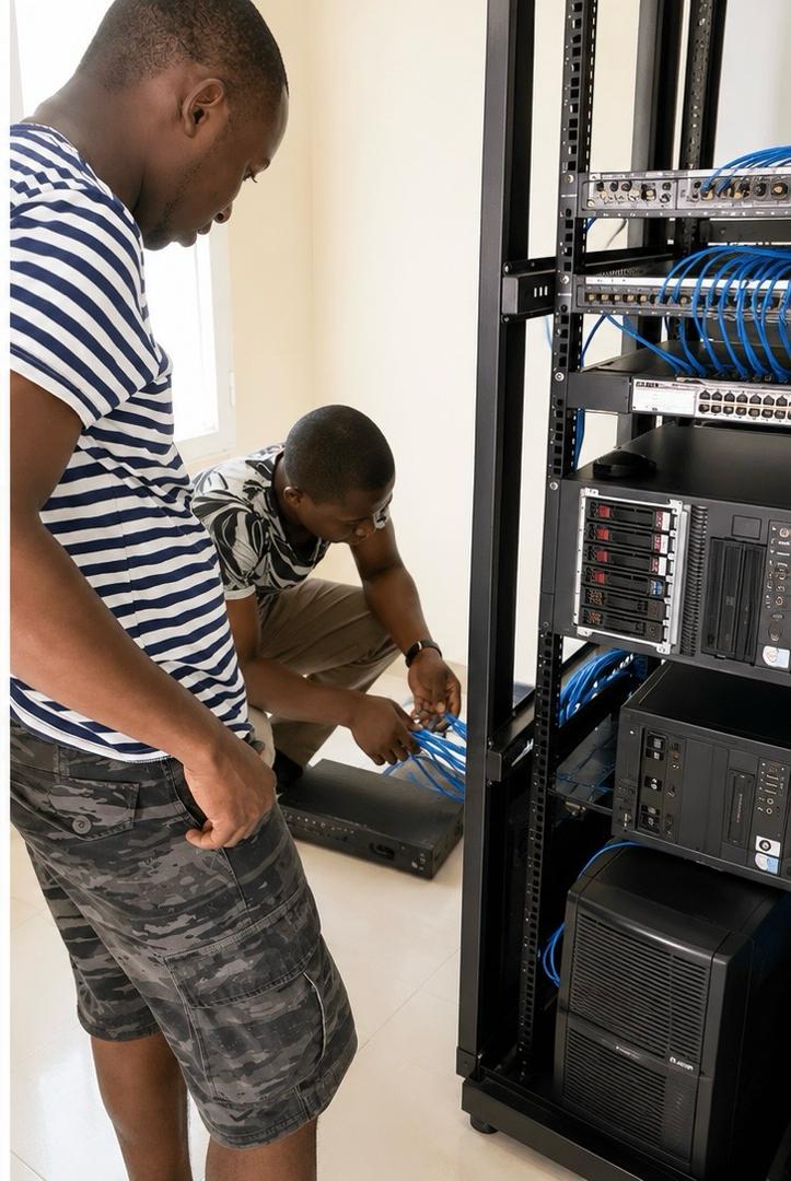 Server rack installation by Valornet technicians